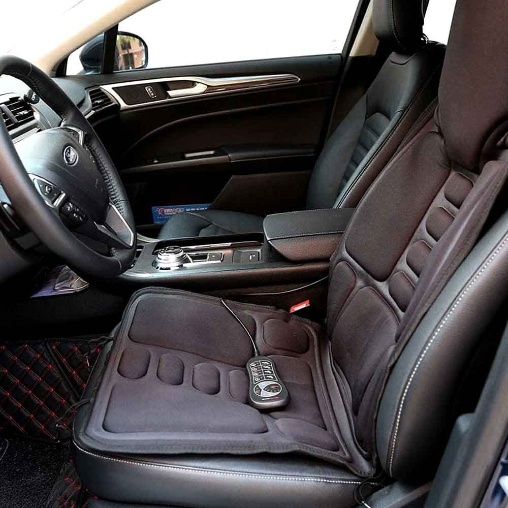 Almohadilla de masaje ergonómica | Masaje Shiatsu y de vibración para cuello, espalda y muslos | Función de calor opcional | Incluye adaptador de coche y control remoto