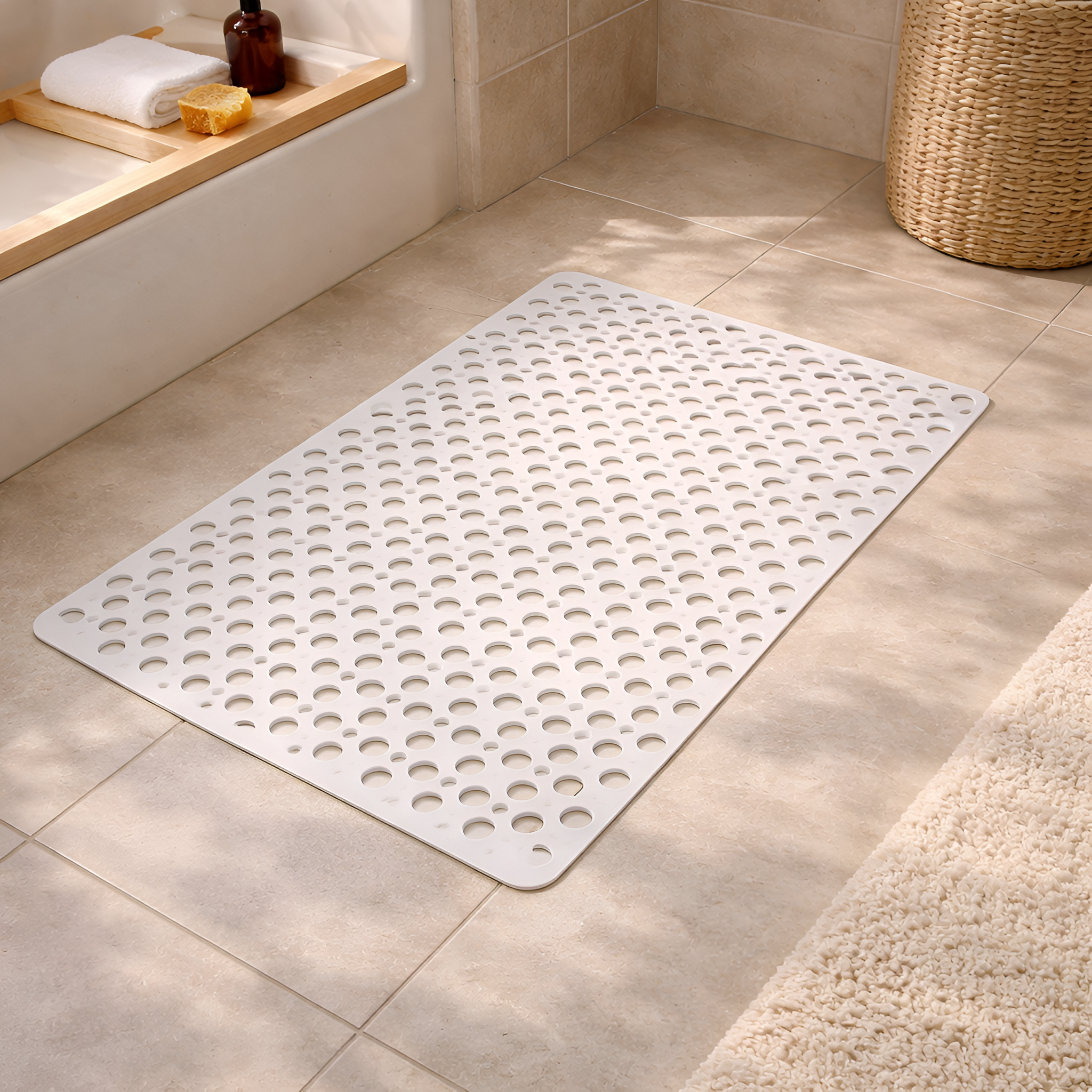 Lucía - Alfombra de baño grande antideslizante para la bañera