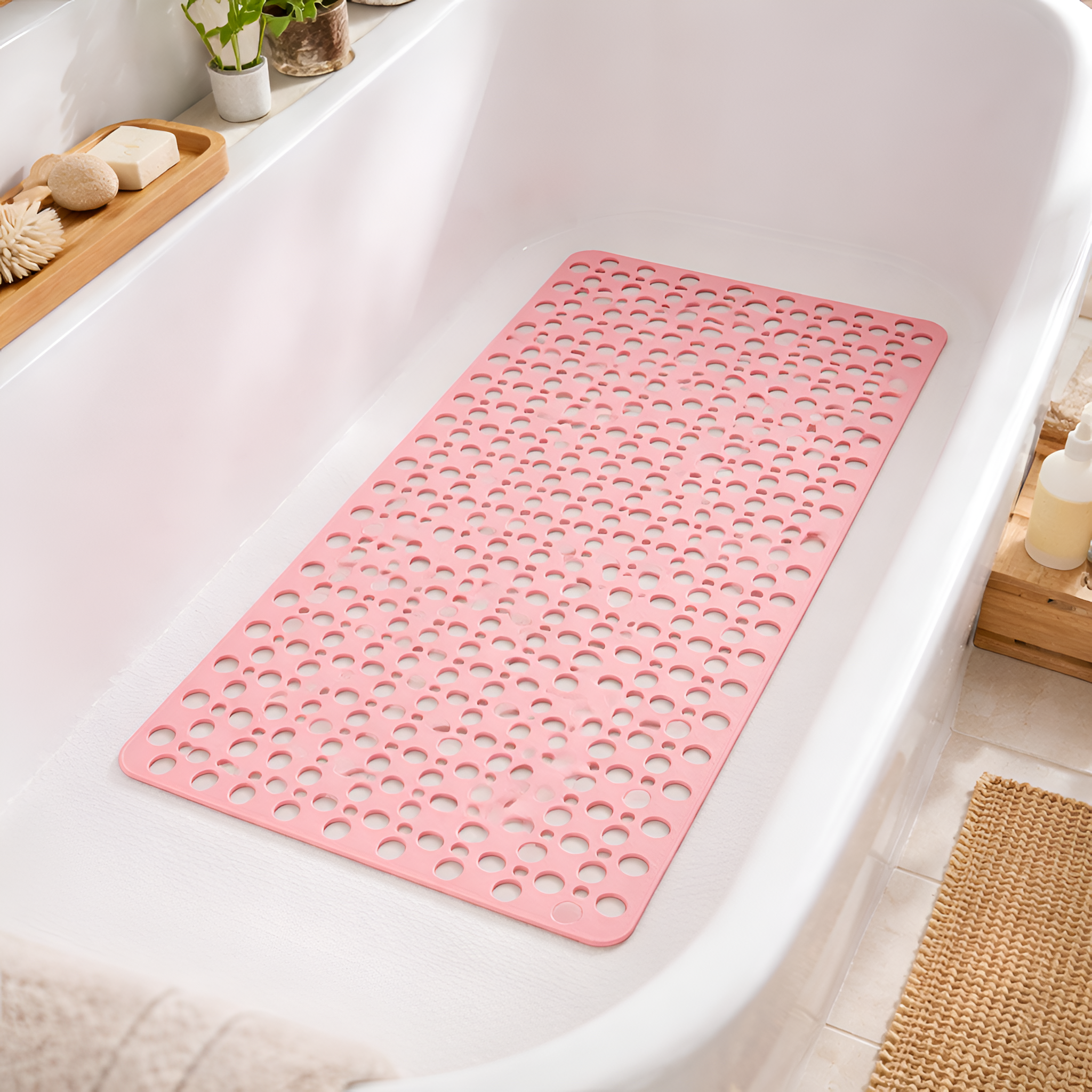Lucía - Alfombra de baño grande antideslizante para la bañera