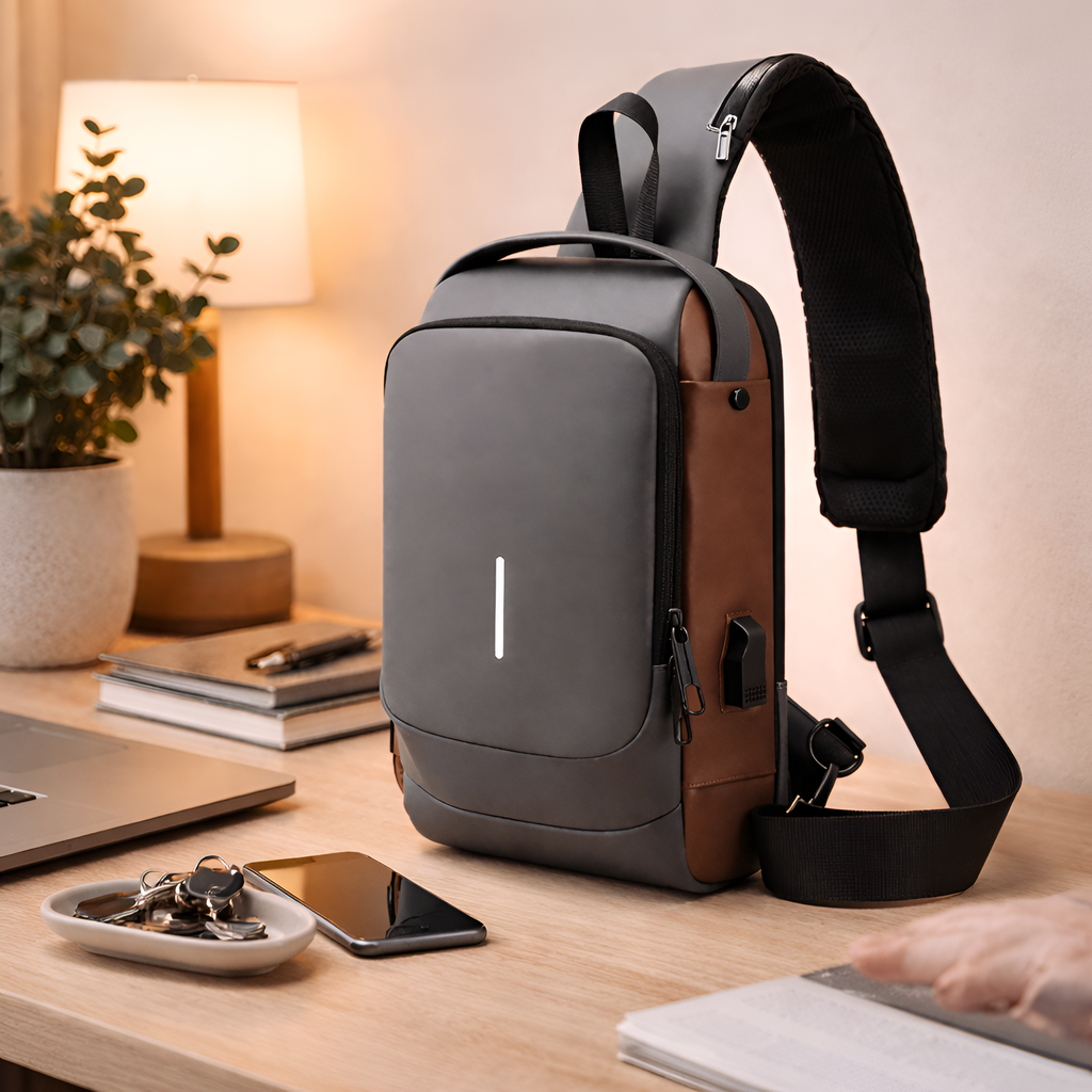 Draven - Bolso Bandolera Antirrobo USB para Hombre Multifunción