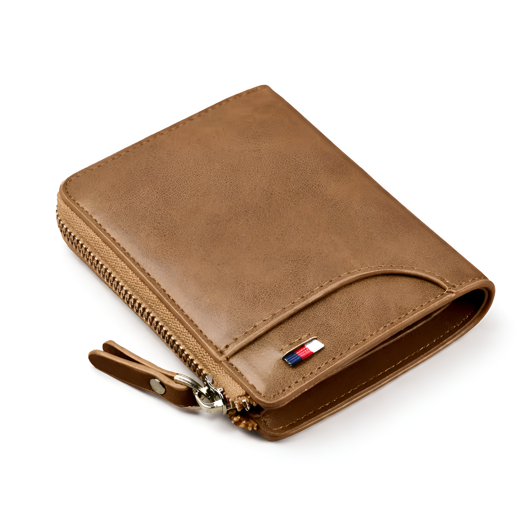 Leone - Billetera de cuero para hombre con cremallera