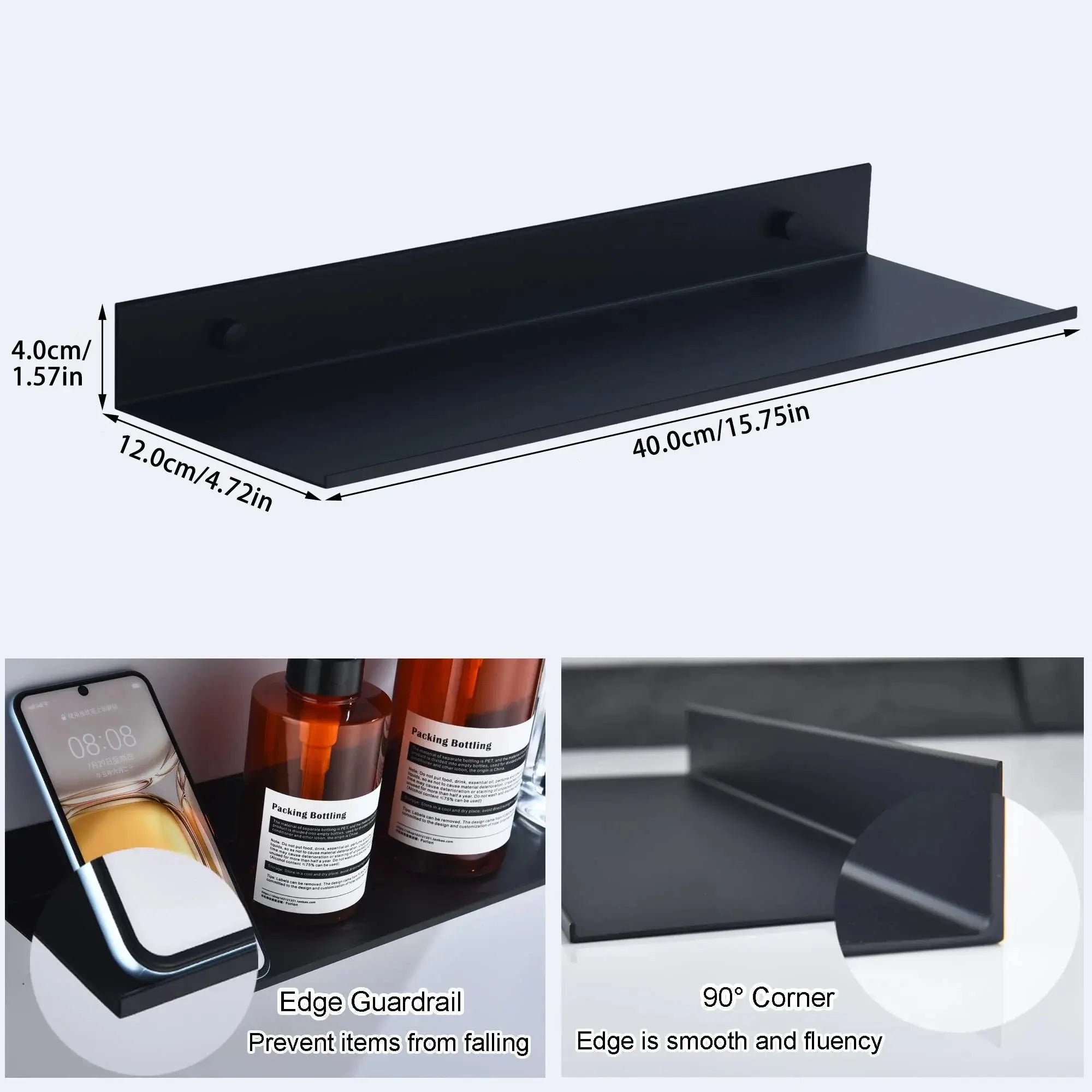Estante de pared metálico flotante