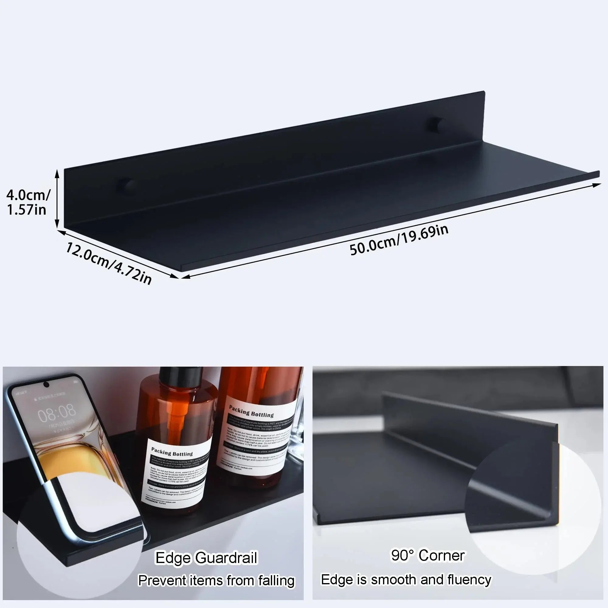Estante de pared metálico flotante