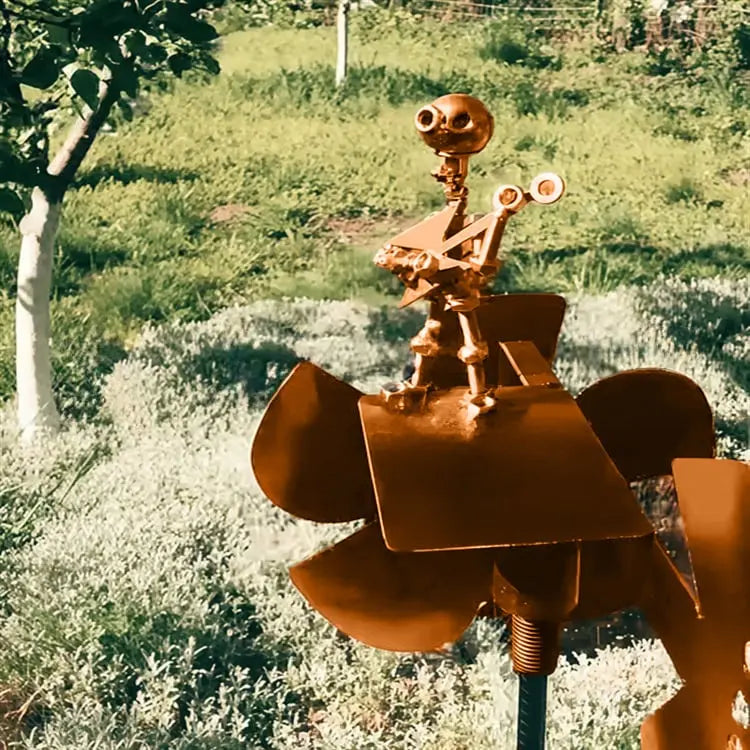 Molino de Viento de Metal "Banda de Rock" – Decoración de Jardín en Movimiento con Carácter