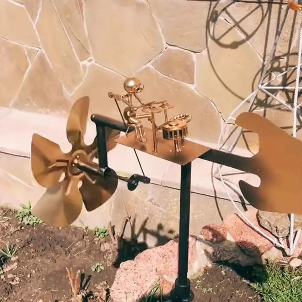 Molino de Viento de Metal "Banda de Rock" – Decoración de Jardín en Movimiento con Carácter