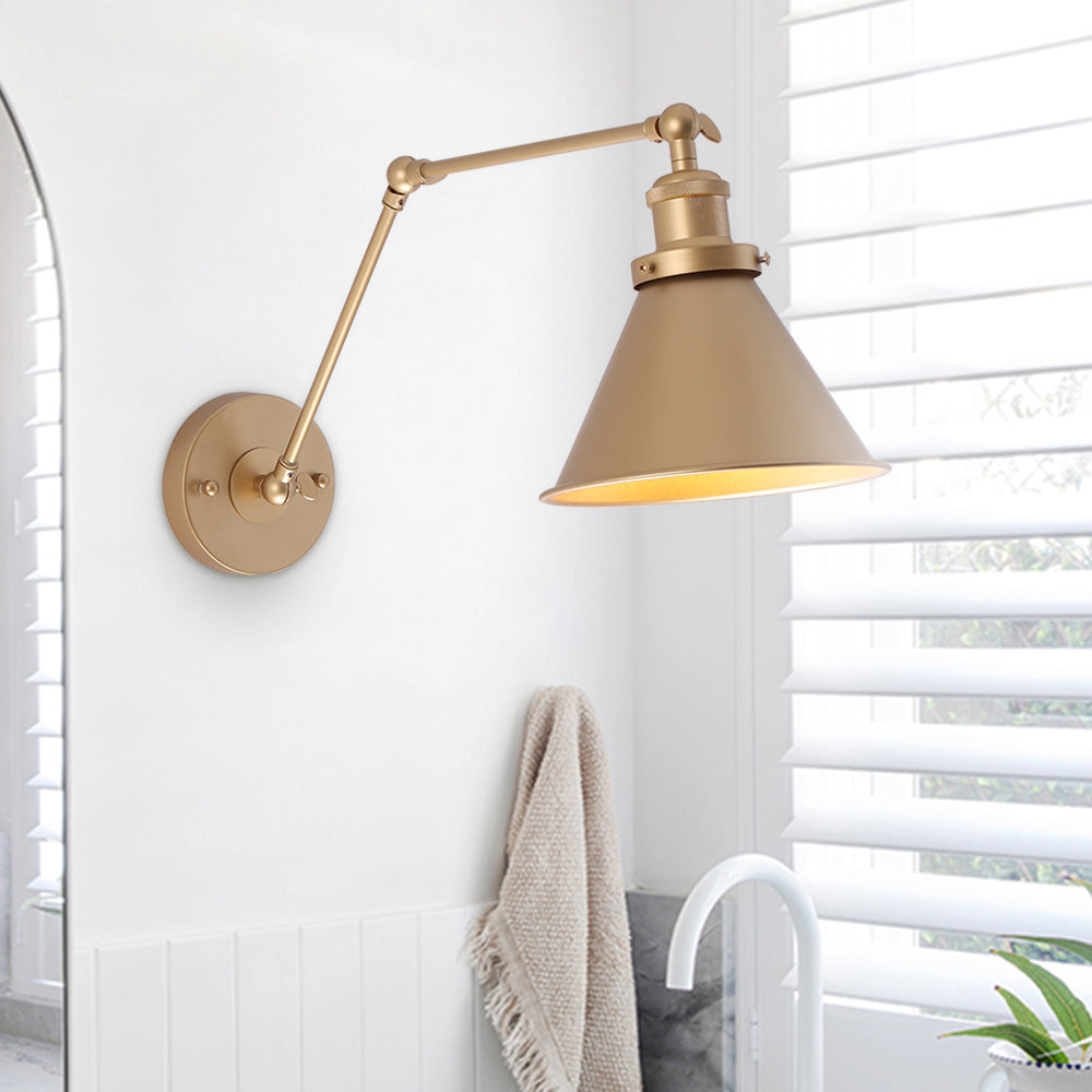 Luz de Pared de Brazo Oscilante con Cono de 1 Luz de Estilo Mid-Century para Dormitorio