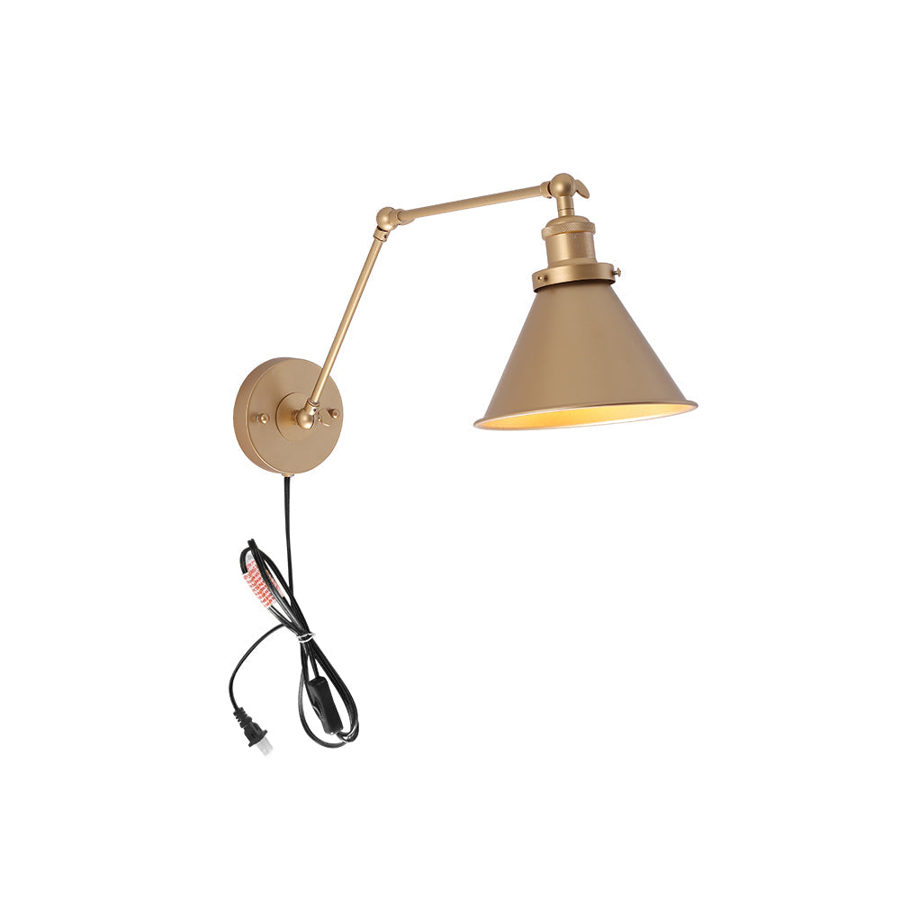 Luz de Pared de Brazo Oscilante con Cono de 1 Luz de Estilo Mid-Century para Dormitorio