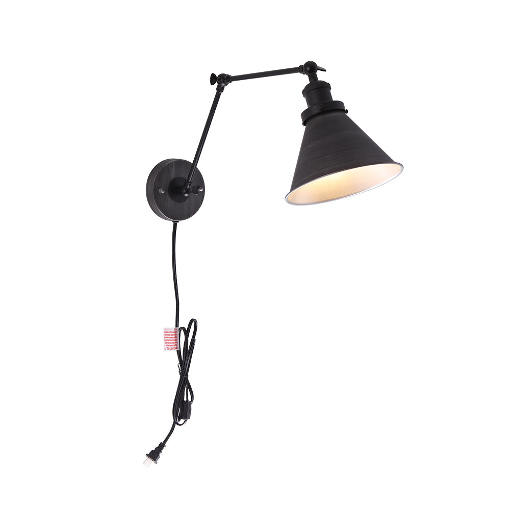 Luz de Pared de Brazo Oscilante con Cono de 1 Luz de Estilo Mid-Century para Dormitorio