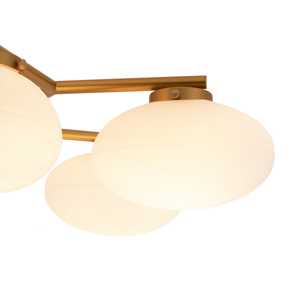 Montaje Semi Flush Lineal de Vidrio Elíptico de 6 Luces Estilo Mediados de Siglo