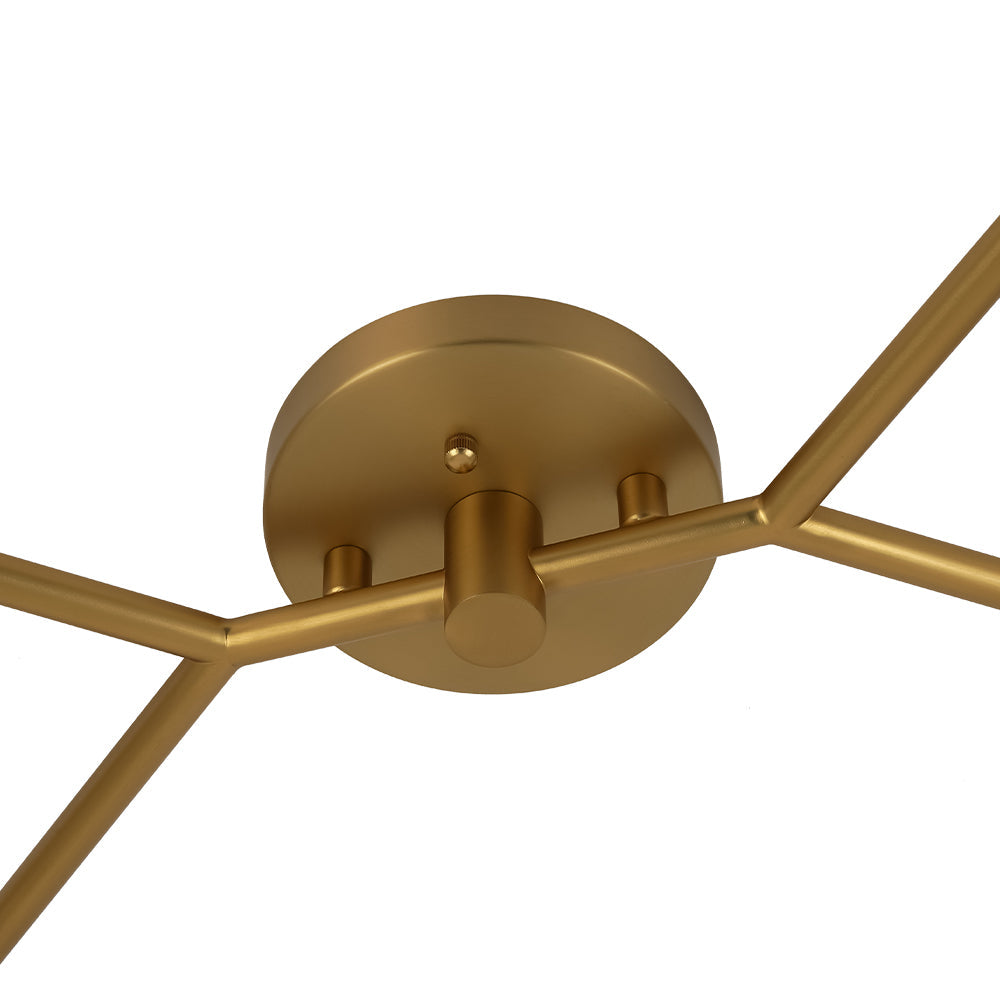 Montaje Semi Flush Lineal de Vidrio Elíptico de 6 Luces Estilo Mediados de Siglo