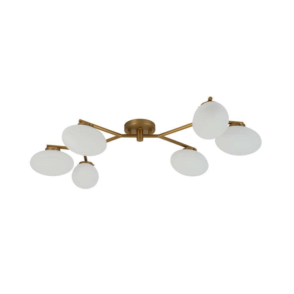Montaje Semi Flush Lineal de Vidrio Elíptico de 6 Luces Estilo Mediados de Siglo