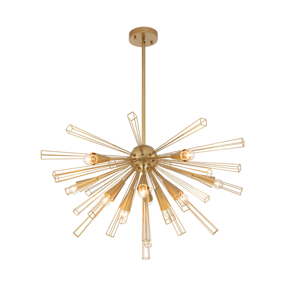 Candelabro Sputnik Sunburst de 10 Luces de Estilo Moderno de Mediados de Siglo