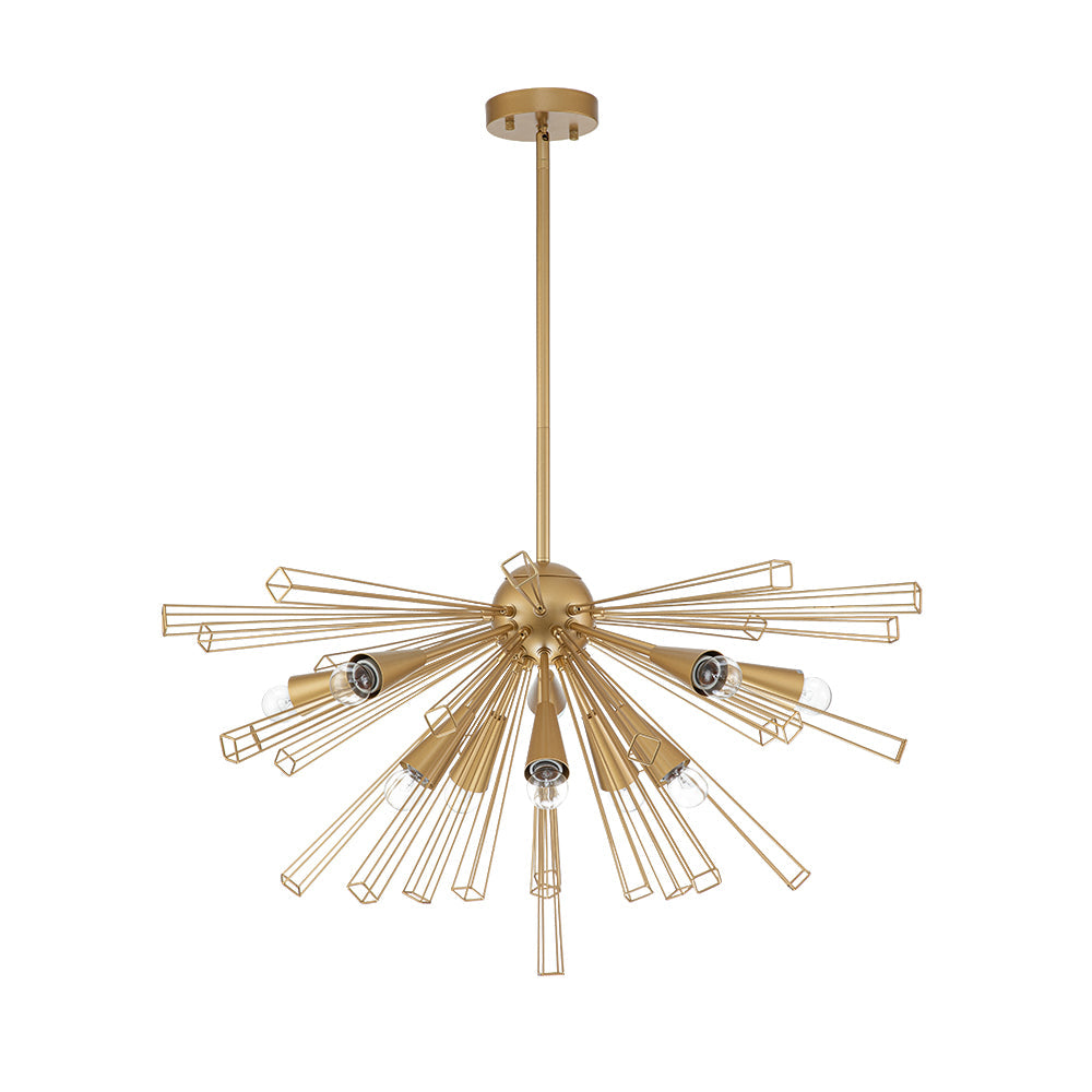 Candelabro Sputnik Sunburst de 10 Luces de Estilo Moderno de Mediados de Siglo