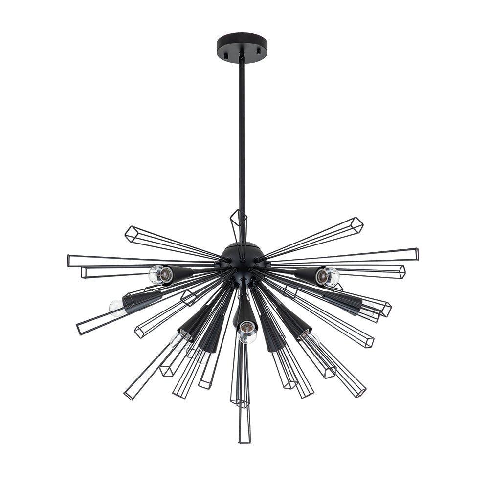 Candelabro Sputnik Sunburst de 10 Luces de Estilo Moderno de Mediados de Siglo