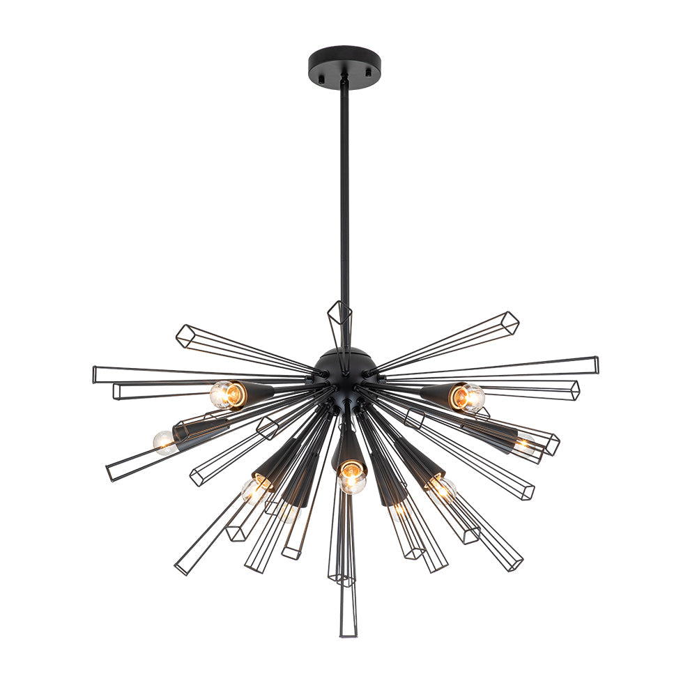 Candelabro Sputnik Sunburst de 10 Luces de Estilo Moderno de Mediados de Siglo