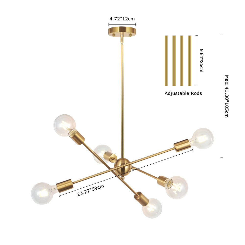 Candelabro Sputnik de Metal Moderno de Mediados de Siglo