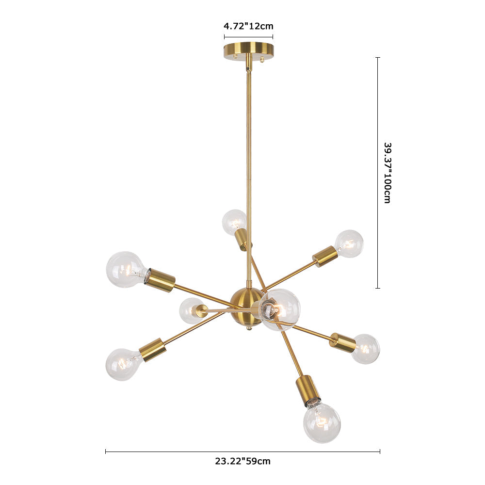 Candelabro Sputnik de Metal Moderno de Mediados de Siglo