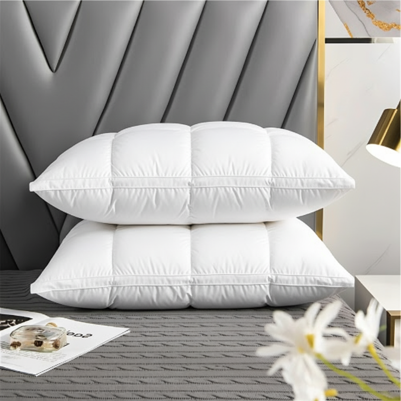 Almohada Suave para Dormir con Plumas de Ganso – Hipoalergénica, Transpirable y Cómoda para el Sueño