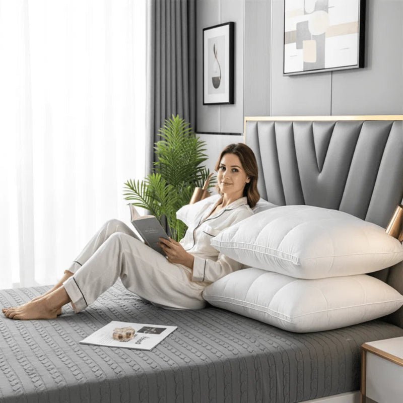 Almohada Suave para Dormir con Plumas de Ganso – Hipoalergénica, Transpirable y Cómoda para el Sueño