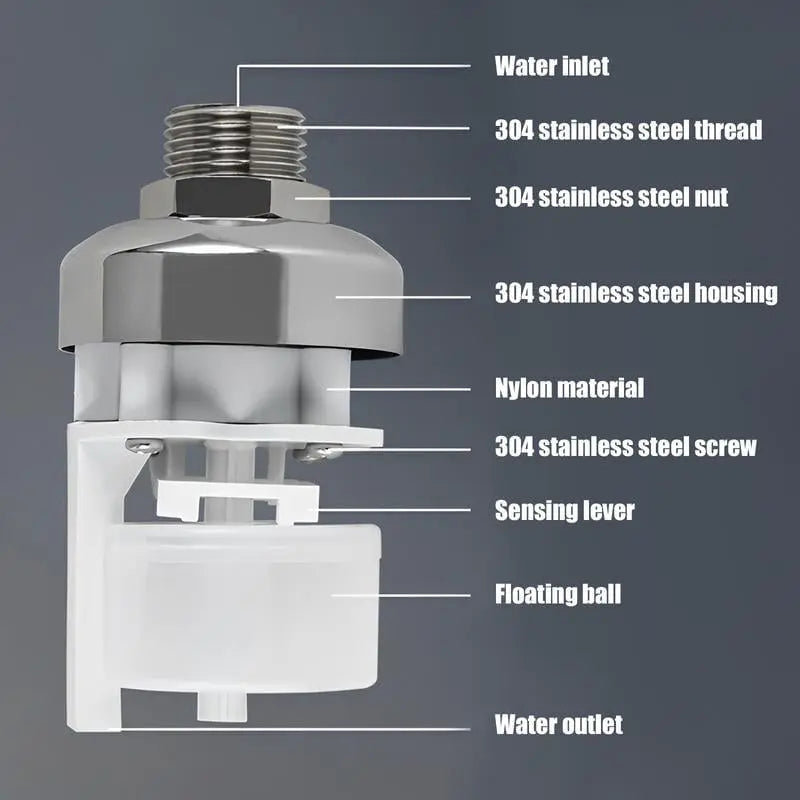 Kalsten | Válvula de Flotación Mini | Control Automático del Nivel de Agua | Acero Inoxidable | 10–150 PSI | Compacta