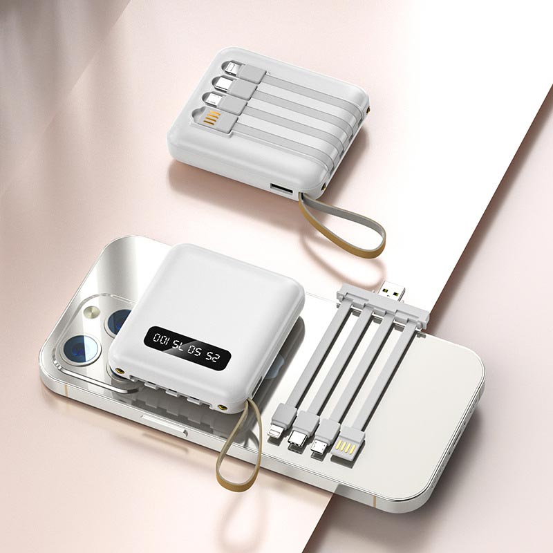 Mini Powerbank 20.000 mAh con Cables Integrados
