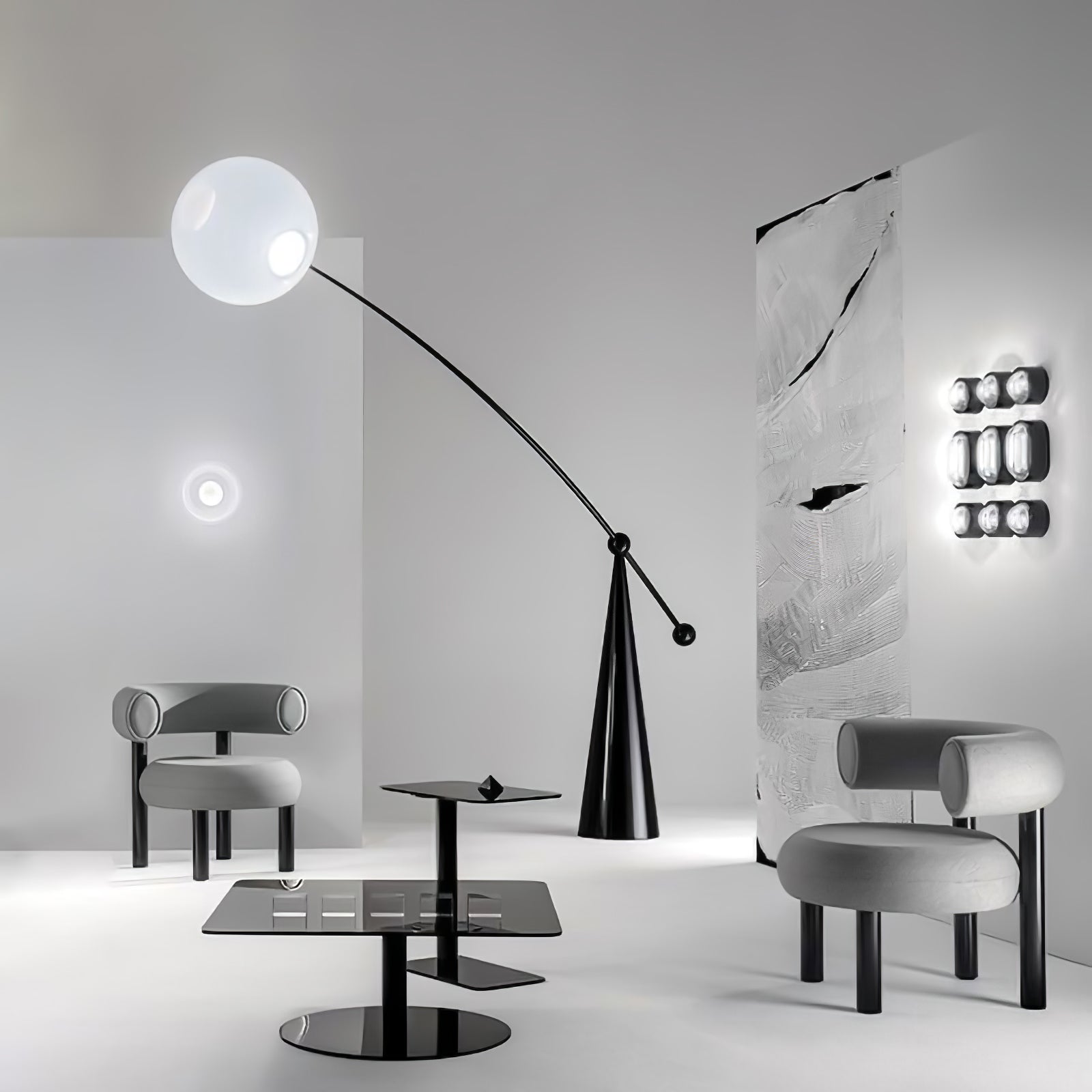 Lámpara de Pie Negra Minimalista - Lámpara Moderna para Sala de Estar