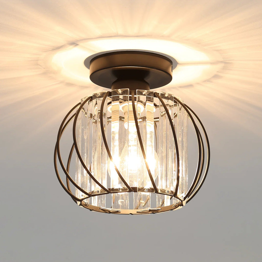 Luz de Techo Elegante con Montaje Empotrado y Acentos de Vidrio para Pasillos