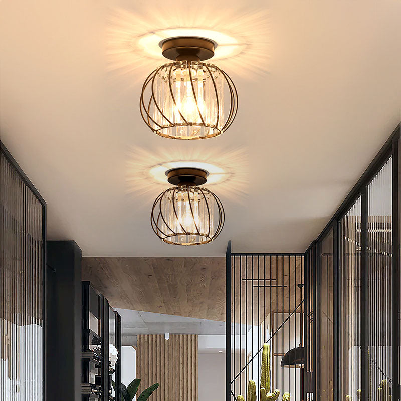 Luz de Techo Elegante con Montaje Empotrado y Acentos de Vidrio para Pasillos