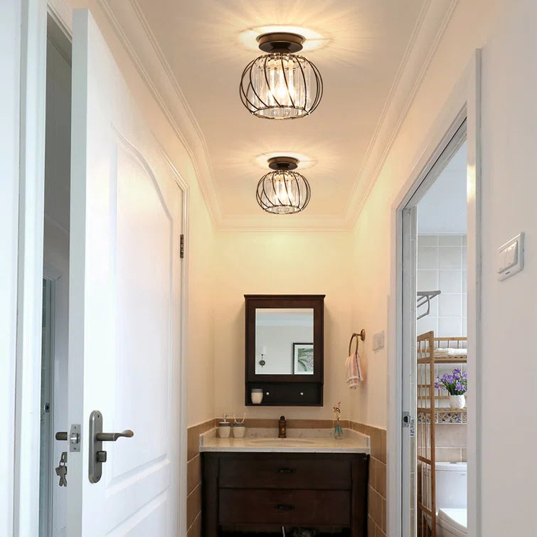 Luz de Techo Elegante con Montaje Empotrado y Acentos de Vidrio para Pasillos