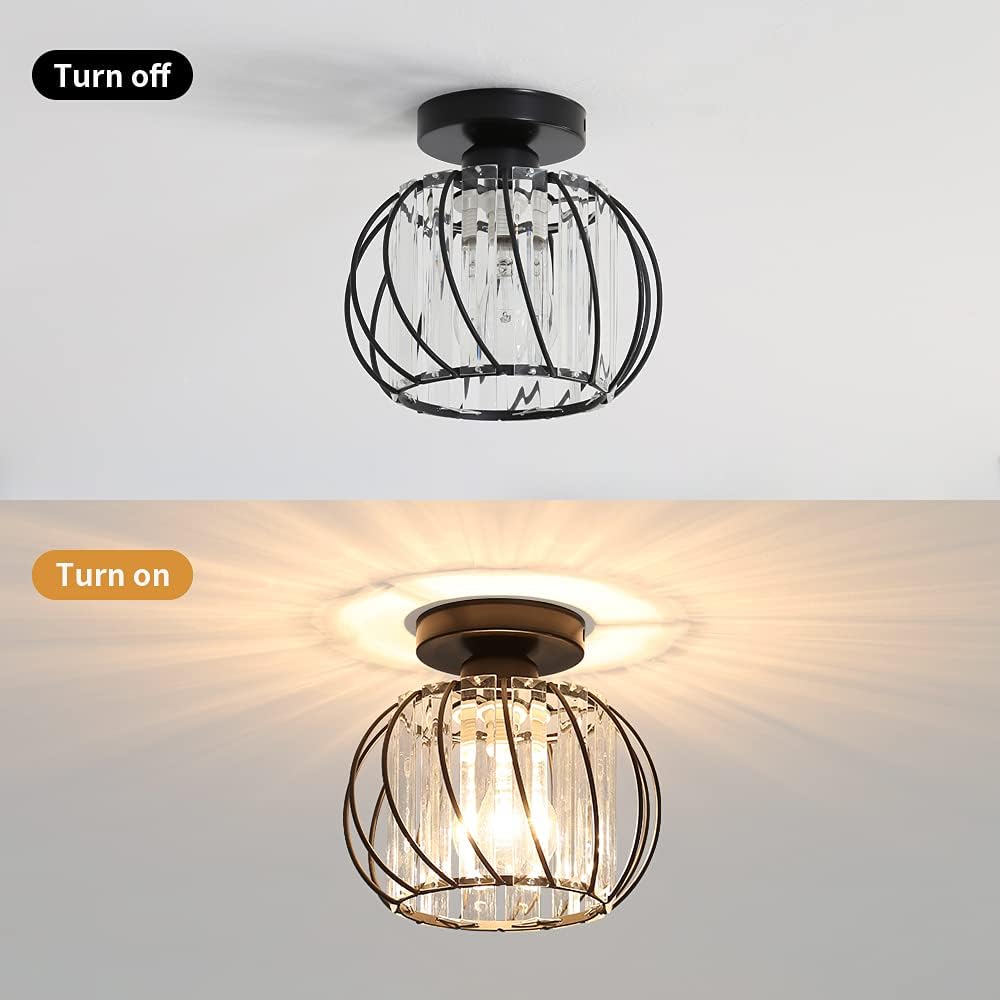Luz de Techo Elegante con Montaje Empotrado y Acentos de Vidrio para Pasillos