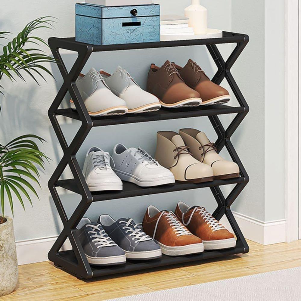 Skanto | Estante de zapatos minimalista de 4 niveles – Organizador de zapatos compacto, moderno y ecológico
