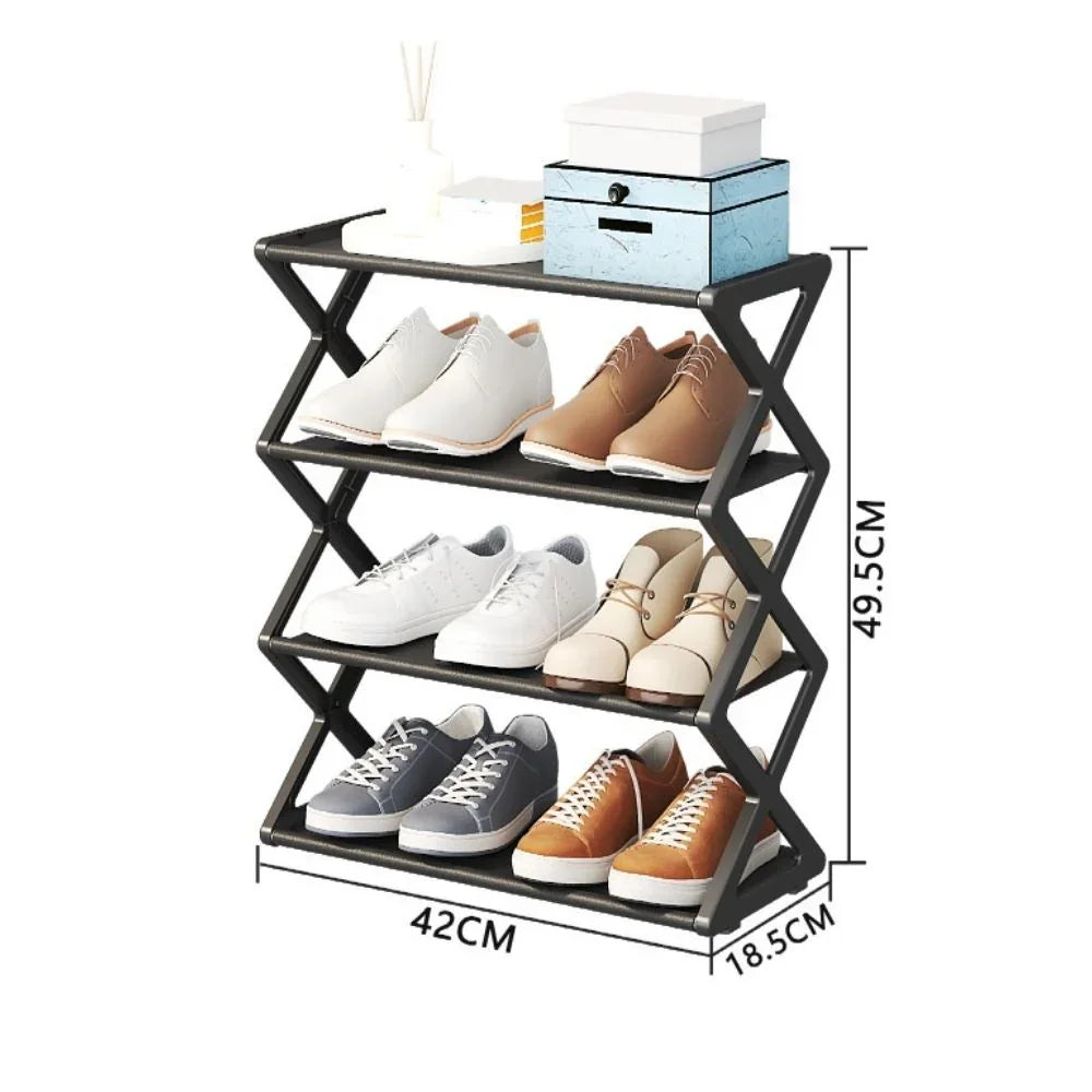 Skanto | Estante de zapatos minimalista de 4 niveles – Organizador de zapatos compacto, moderno y ecológico