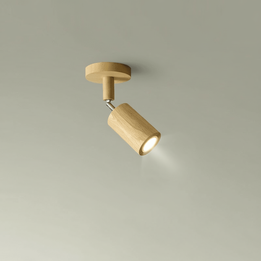 Lámpara de Techo Minimalista de Madera Maciza con Dirección de Luz Ajustable