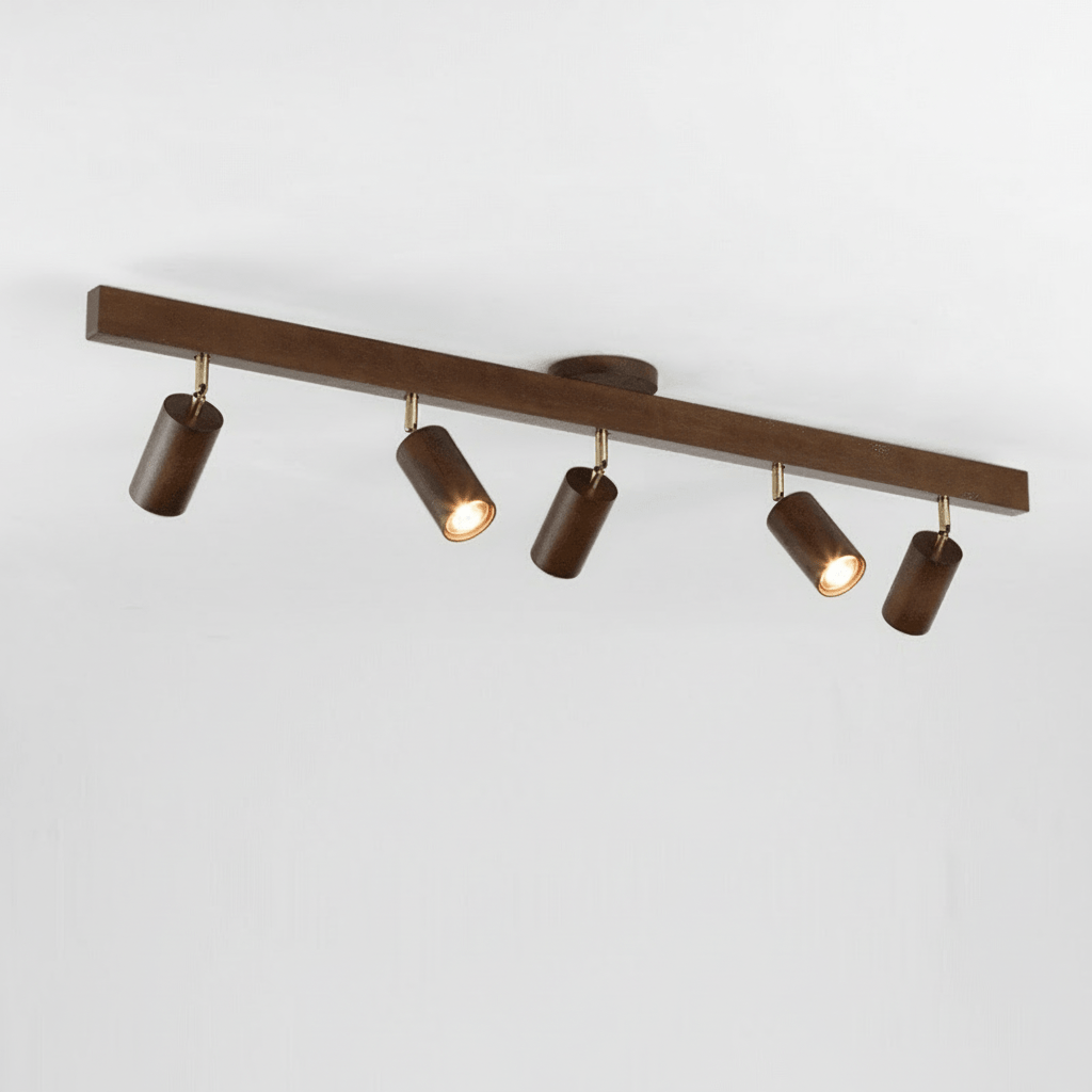 Lámpara de Techo Minimalista de Madera Maciza con Dirección de Luz Ajustable