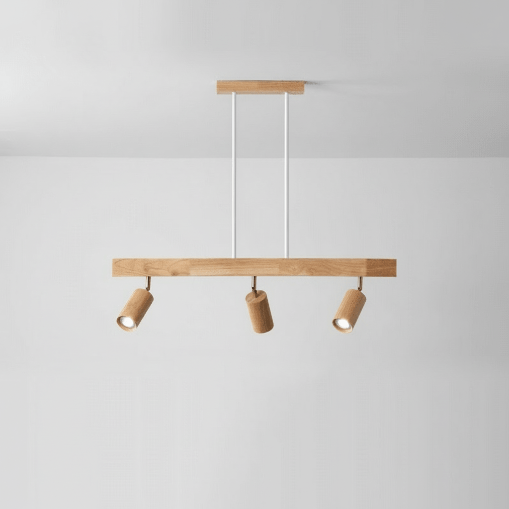 Lámpara de Techo Minimalista de Madera Maciza con Dirección de Luz Ajustable