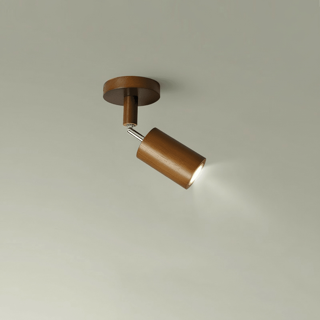 Lámpara de Techo Minimalista de Madera Maciza con Dirección de Luz Ajustable