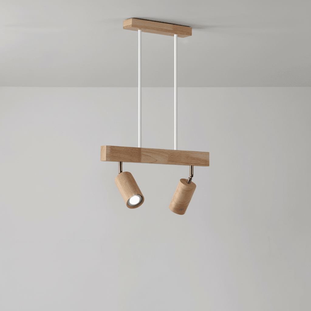 Lámpara de Techo Minimalista de Madera Maciza con Dirección de Luz Ajustable