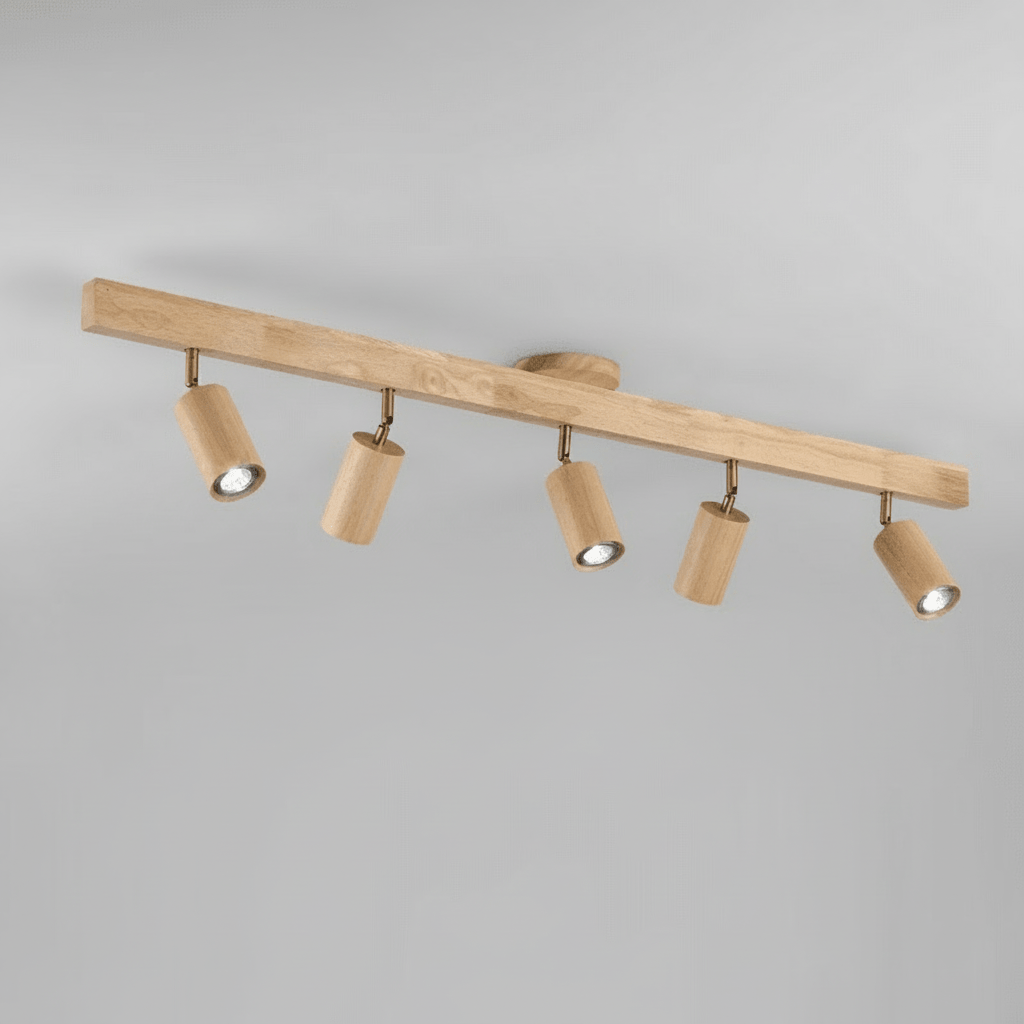 Lámpara de Techo Minimalista de Madera Maciza con Dirección de Luz Ajustable