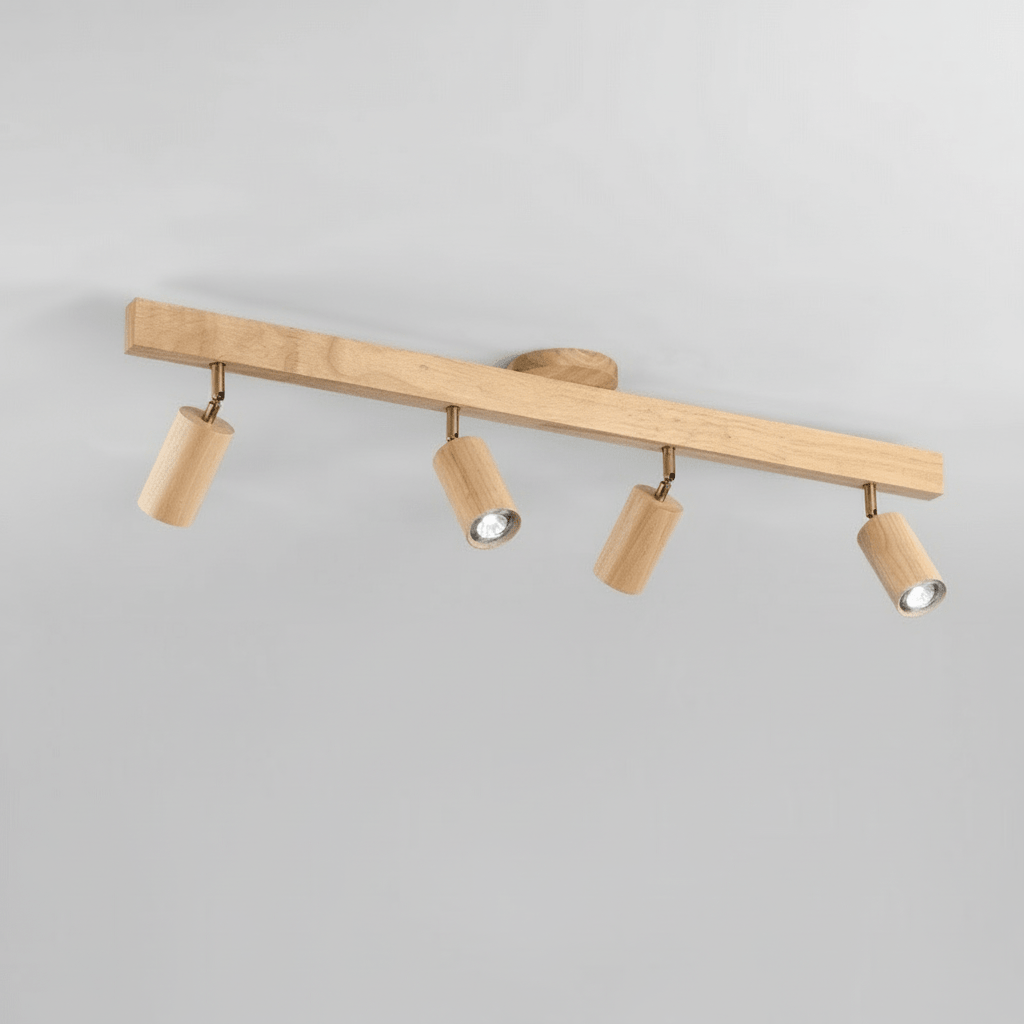 Lámpara de Techo Minimalista de Madera Maciza con Dirección de Luz Ajustable