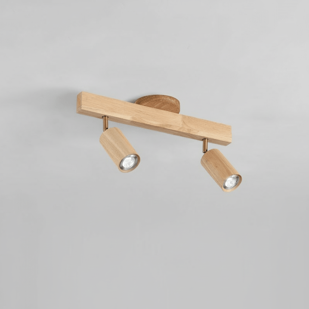 Lámpara de Techo Minimalista de Madera Maciza con Dirección de Luz Ajustable