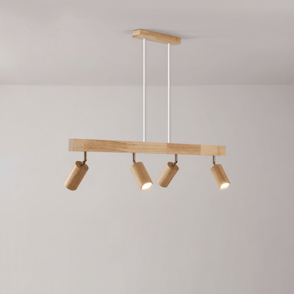 Lámpara de Techo Minimalista de Madera Maciza con Dirección de Luz Ajustable