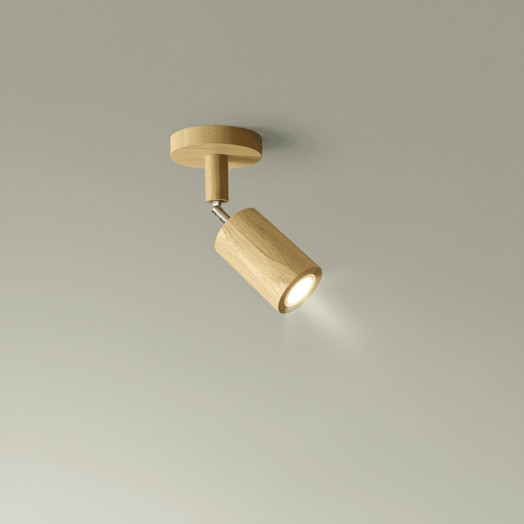Lámpara de Techo Minimalista de Madera Maciza con Dirección de Luz Ajustable
