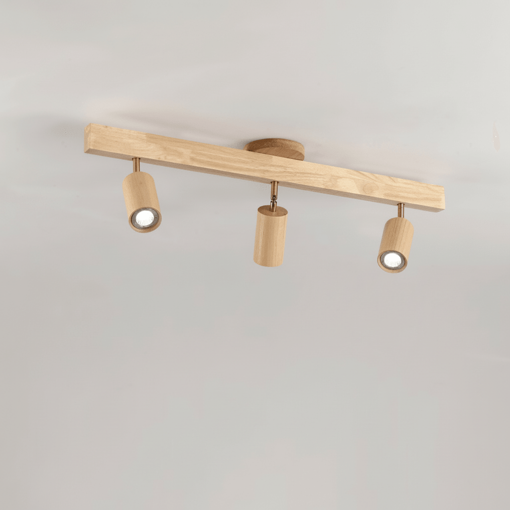 Lámpara de Techo Minimalista de Madera Maciza con Dirección de Luz Ajustable