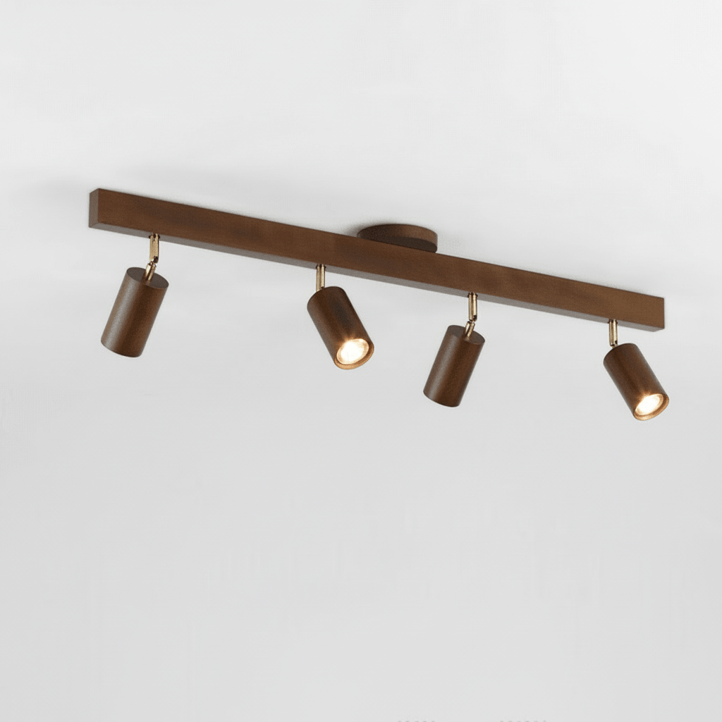 Lámpara de Techo Minimalista de Madera Maciza con Dirección de Luz Ajustable