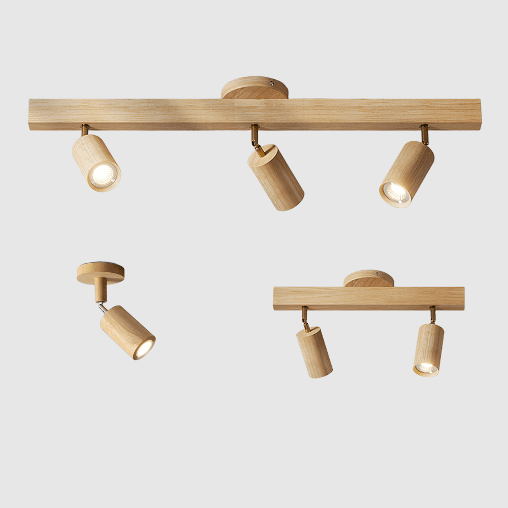 Lámpara de Techo Minimalista de Madera Maciza con Dirección de Luz Ajustable