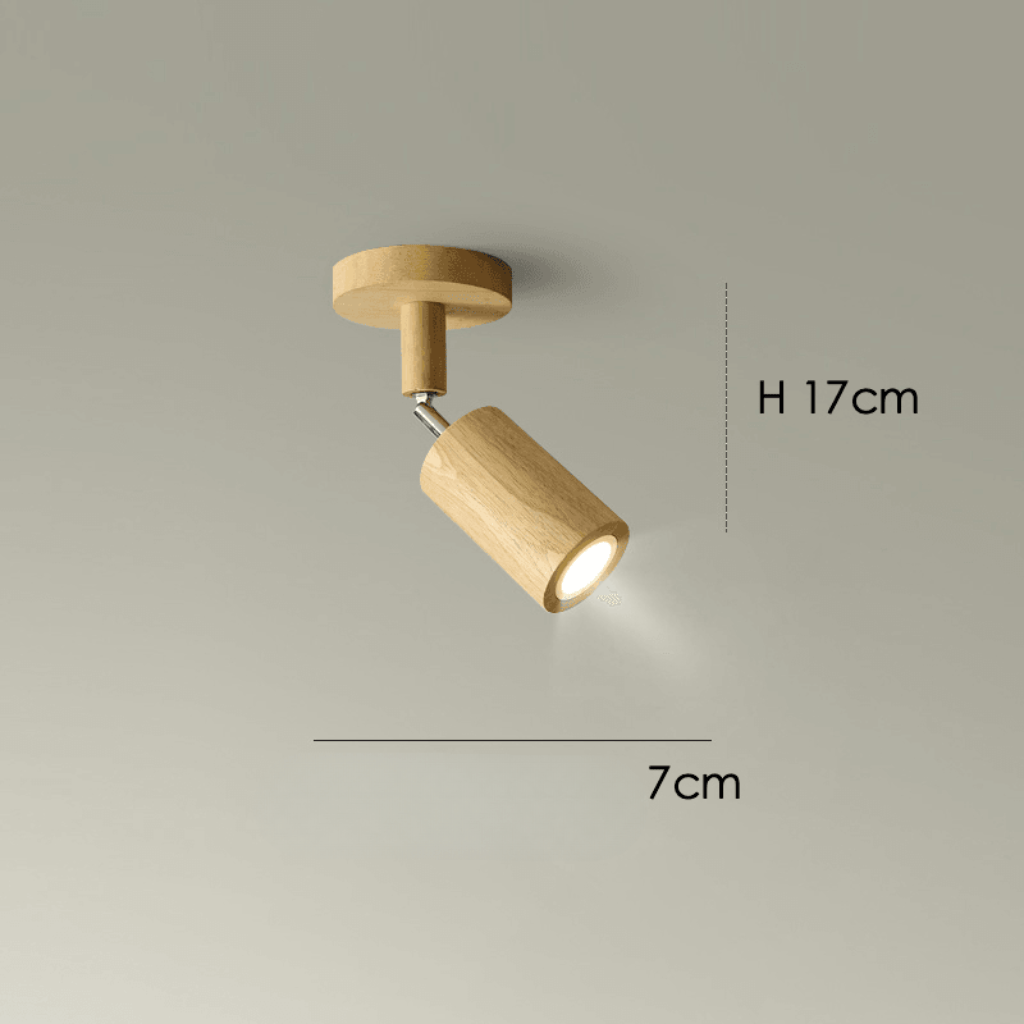 Lámpara de Techo Minimalista de Madera Maciza con Dirección de Luz Ajustable