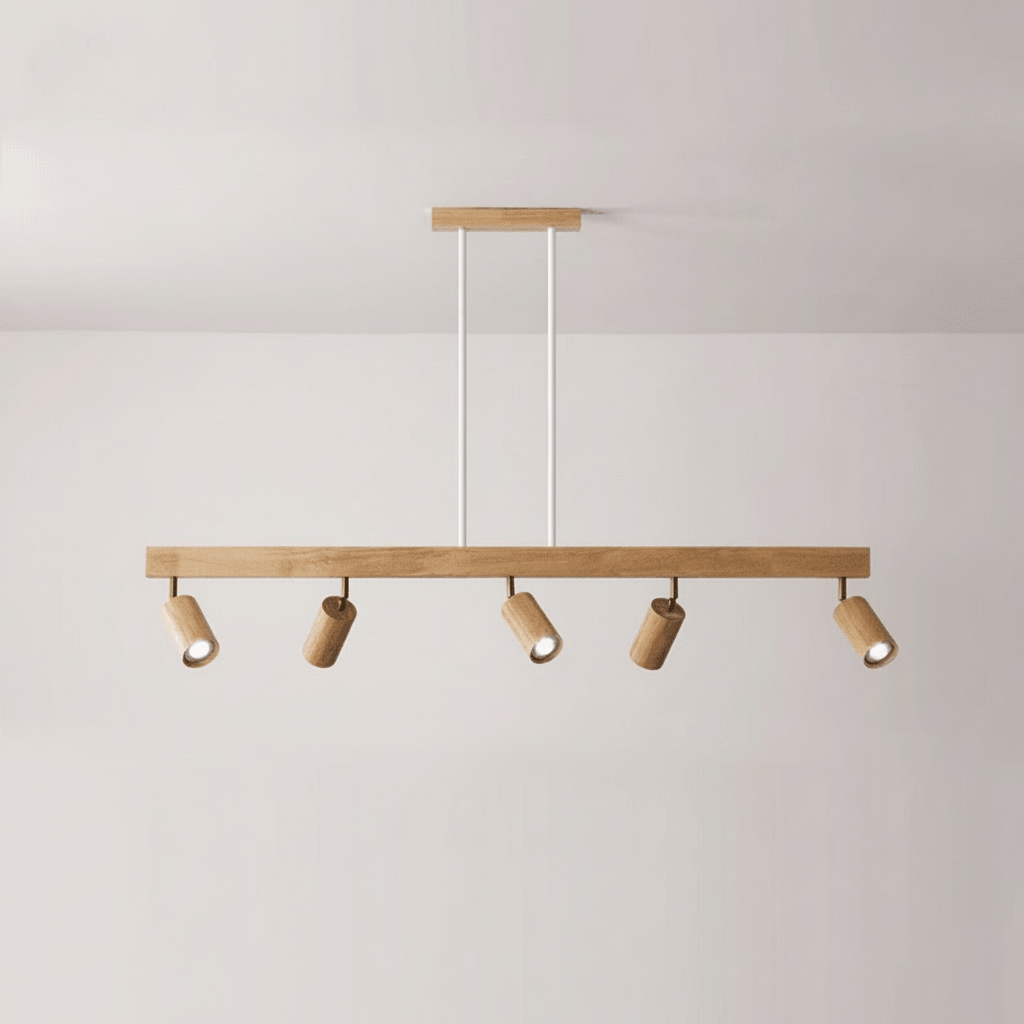 Lámpara de Techo Minimalista de Madera Maciza con Dirección de Luz Ajustable