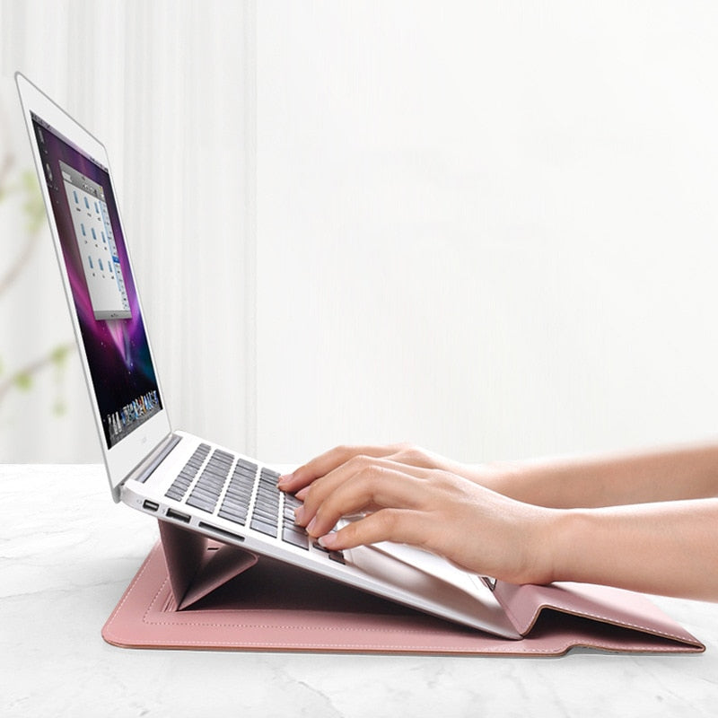 FlexiGuard - Funda de laptop multifuncional con soporte incorporado y reposamuñecas