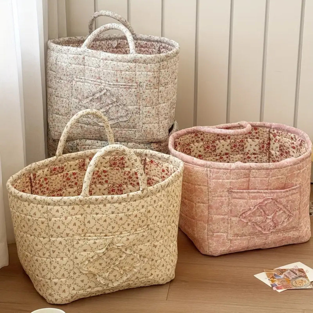 Cesta de Almacenamiento Acolchada Floral Variada
