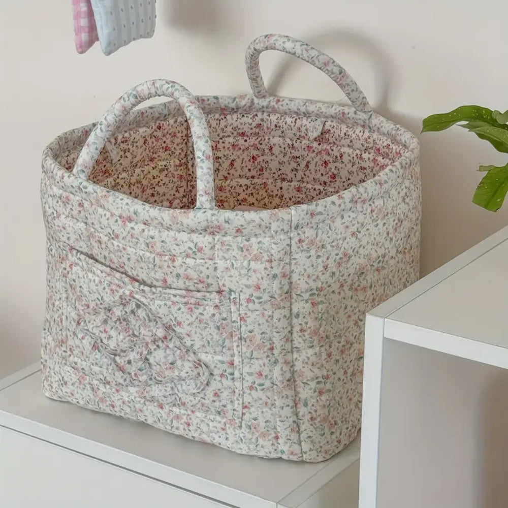 Cesta de Almacenamiento Acolchada Floral Variada